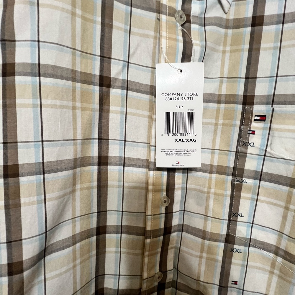 Tommy Hilfiger Men’s 100% Cotton Shirt Button Plaid  Short Sleeve Size XXL 2X - Picture 5 of 7